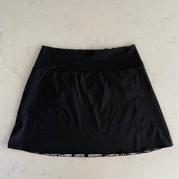 Reversible Pull On Golf Pickleball Mini Skirt Abstract Print/Solid Blk Wht S - Picture 6 of 11